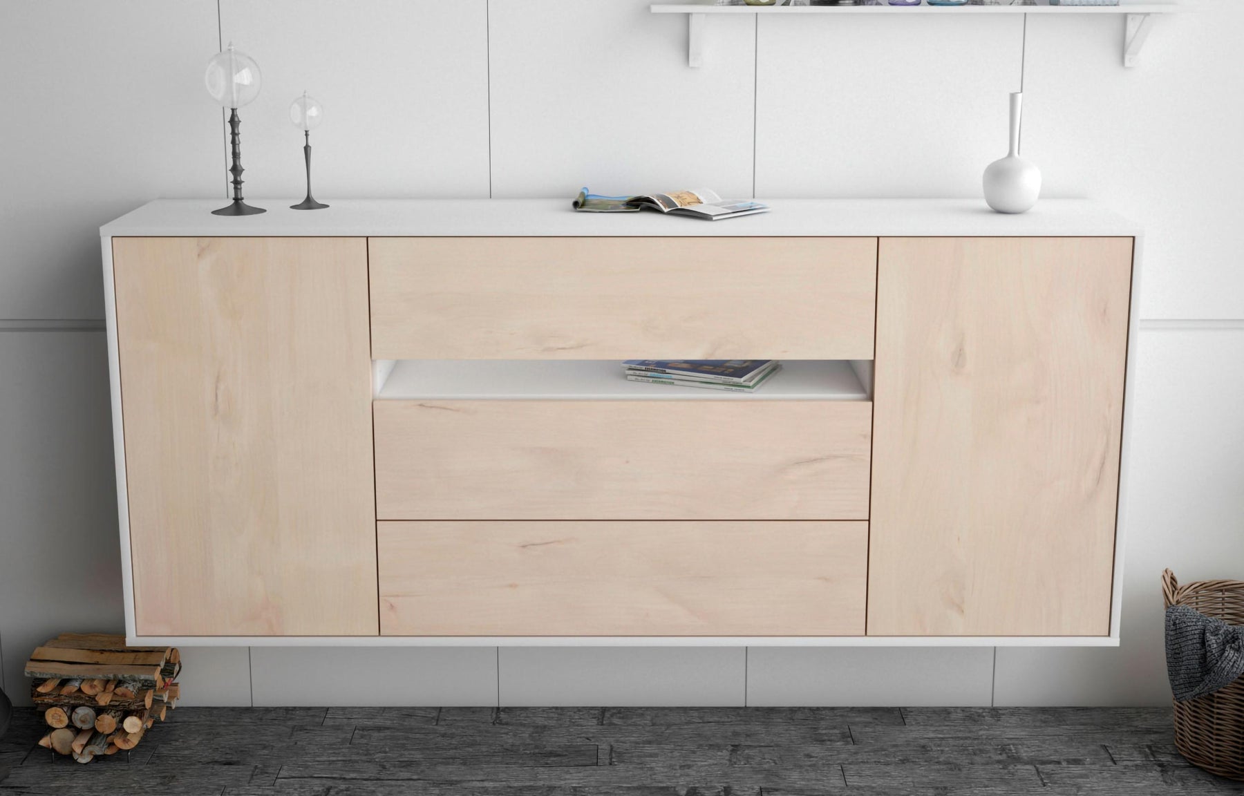 Sideboard McKinney, Zeder, hängend (180x79x35cm)