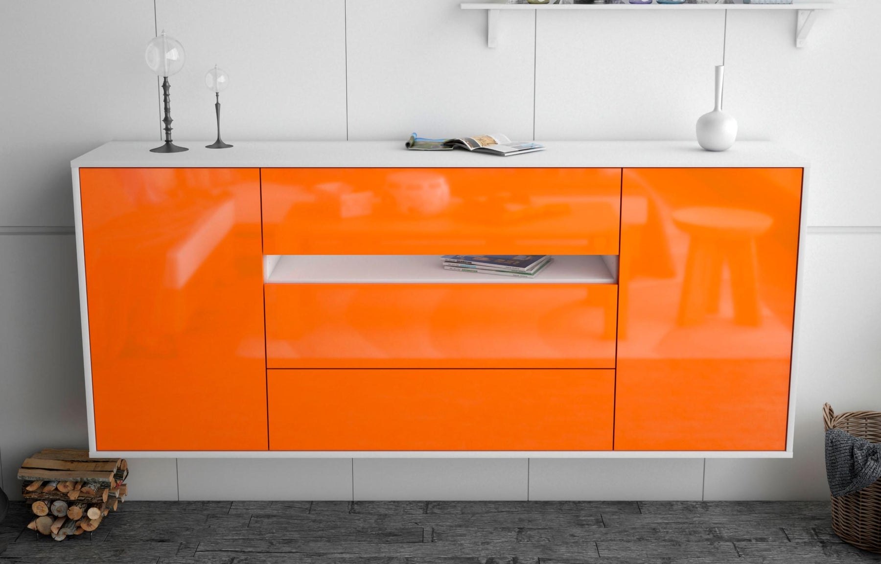 Sideboard McKinney, Orange, hängend (180x79x35cm)