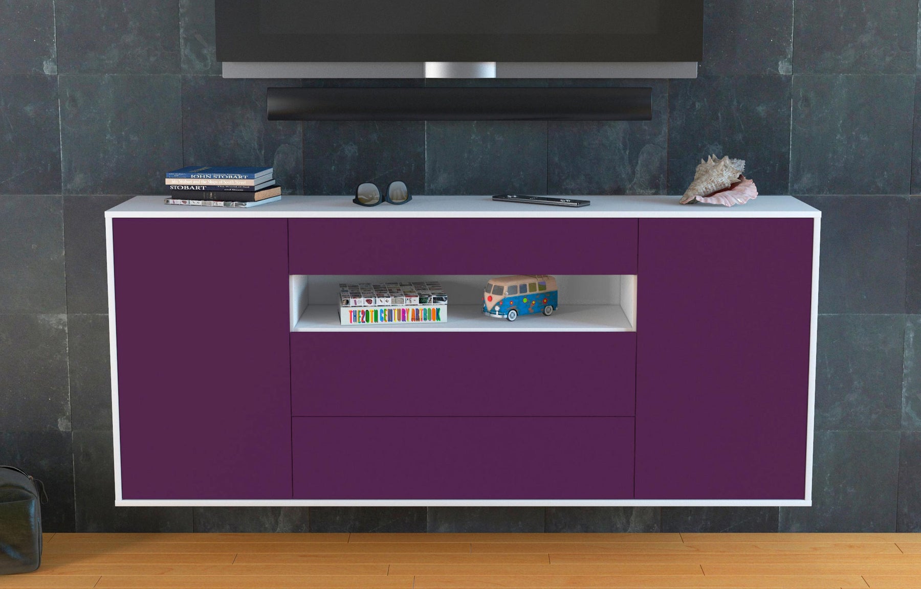 Sideboard Vallejo, Lila, hängend (180x79x35cm)