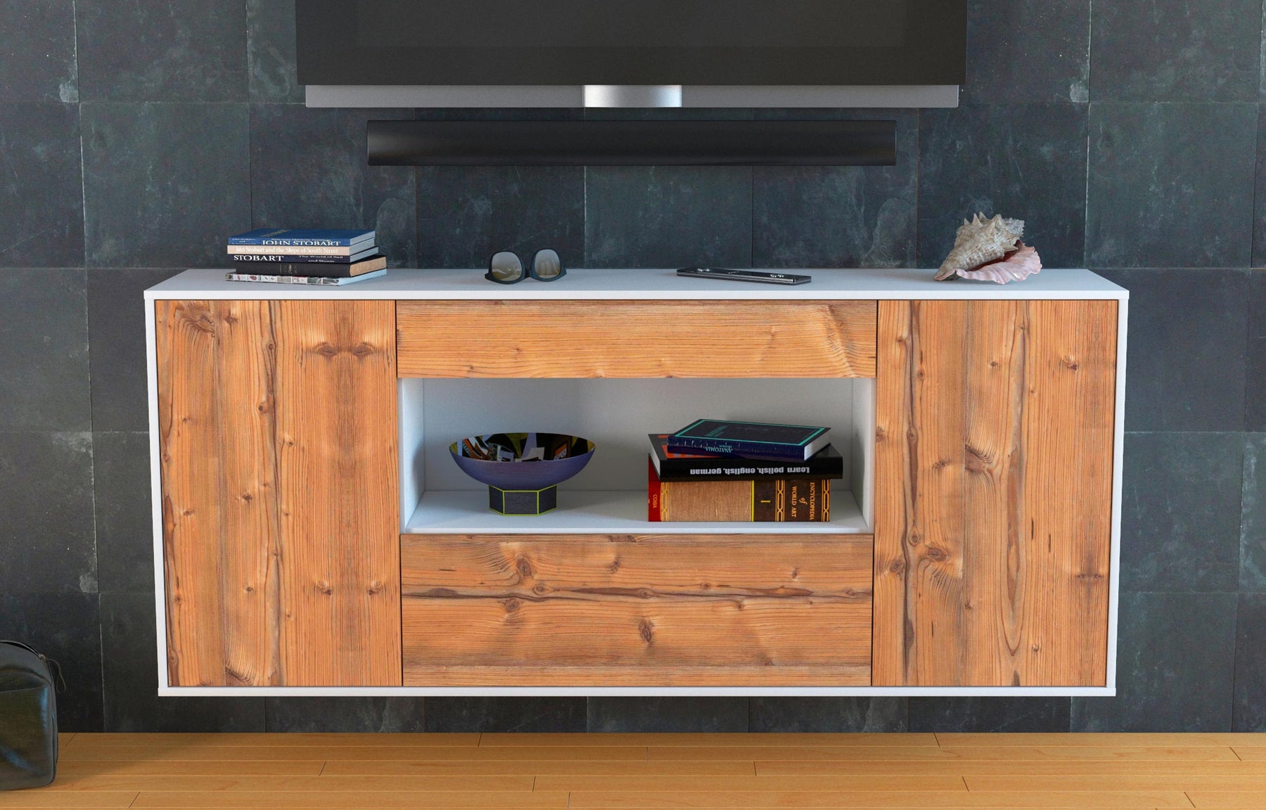 Sideboard Ann Arbor, Pinie, hängend (180x79x35cm)