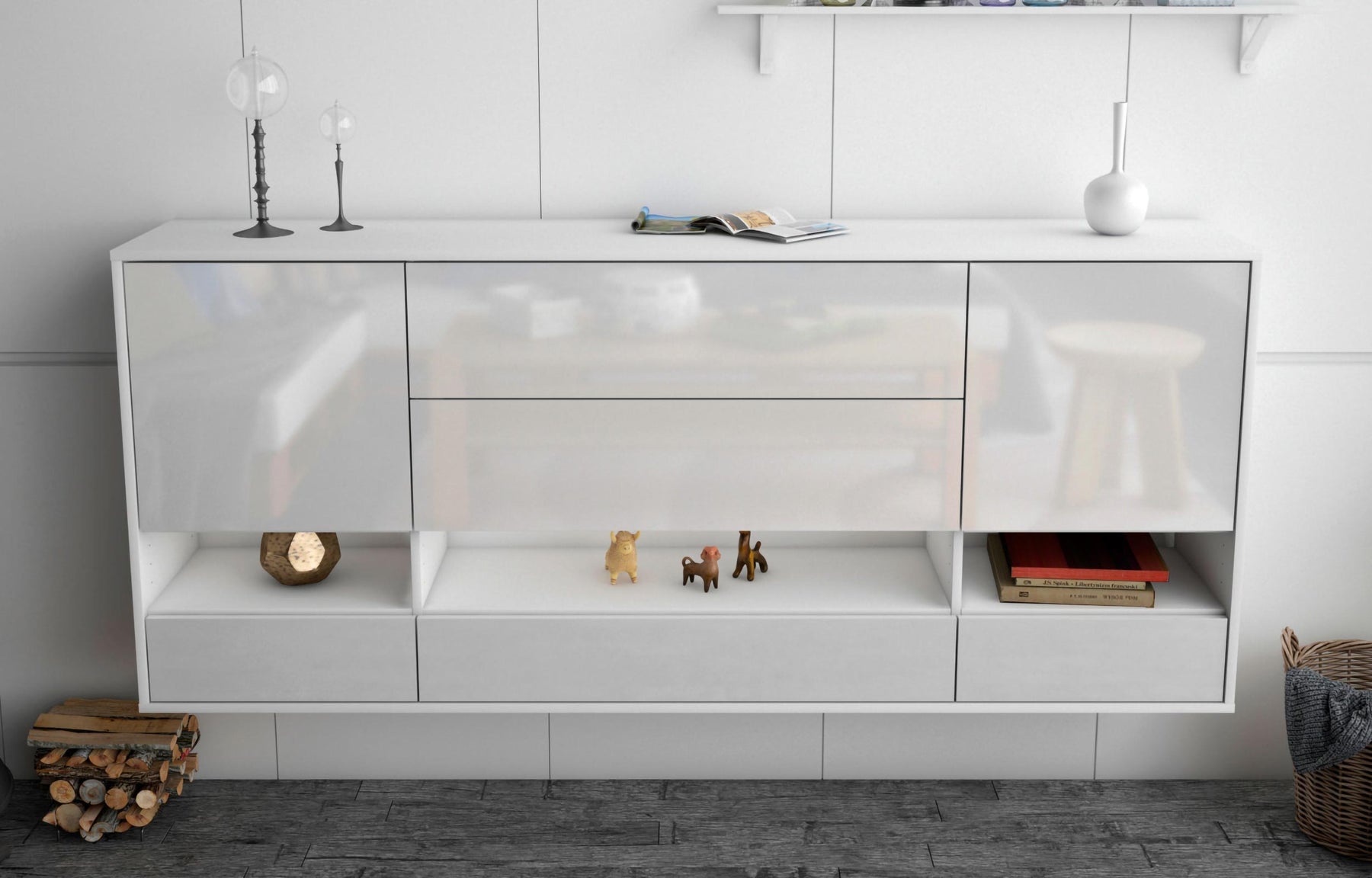 Sideboard Lafayette, Weiß, hängend (180x79x35cm)