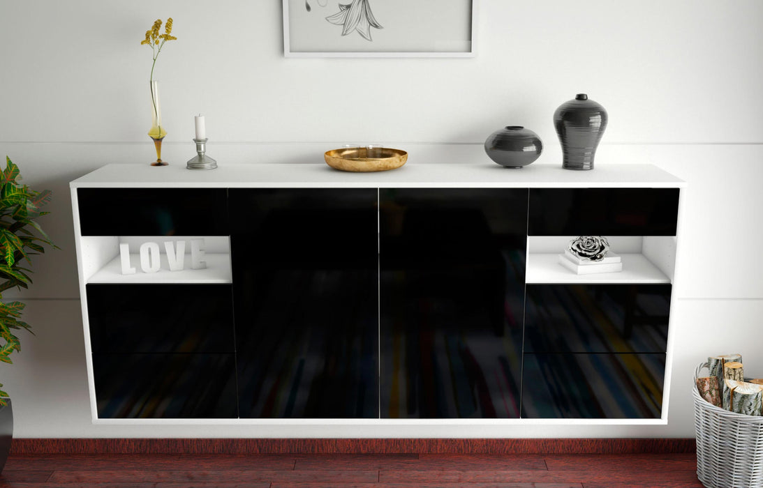 Sideboard Thornton, Schwarz, hängend (180x79x35cm)