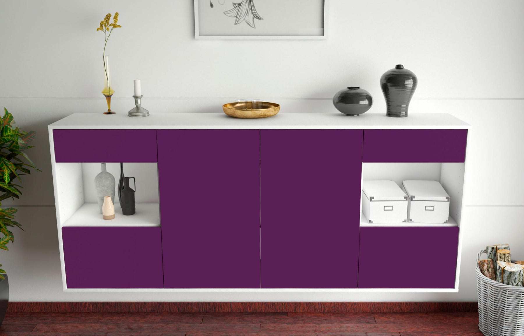 Sideboard Charleston, Lila, hängend (180x79x35cm)