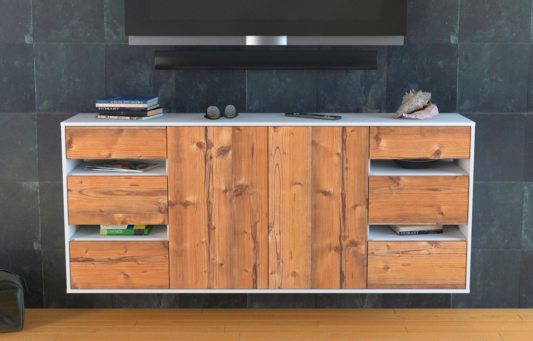 Sideboard Roseville, Pinie, hängend (180x79x35cm)