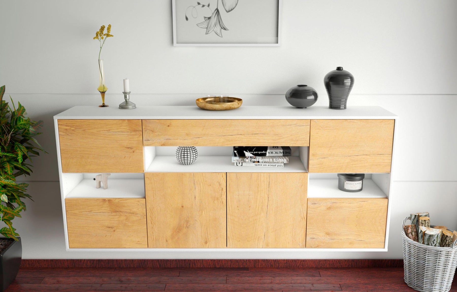 Sideboard Downey, Eiche, hängend (180x79x35cm)