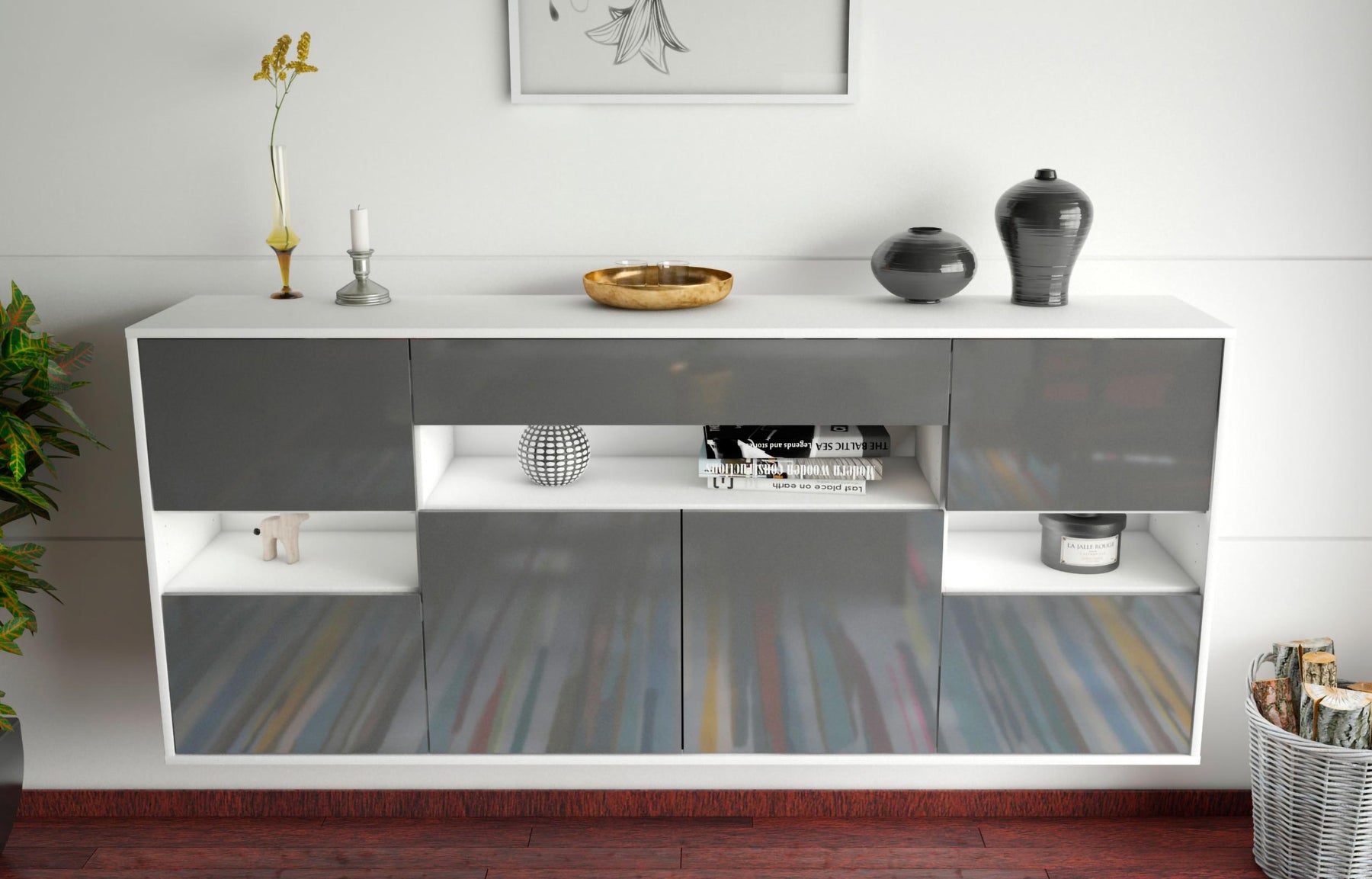 Sideboard Downey, Grau, hängend (180x79x35cm)