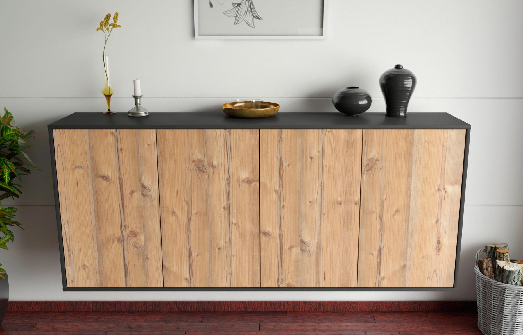 Sideboard Lakewood, Pinie, hängend (180x79x35cm)