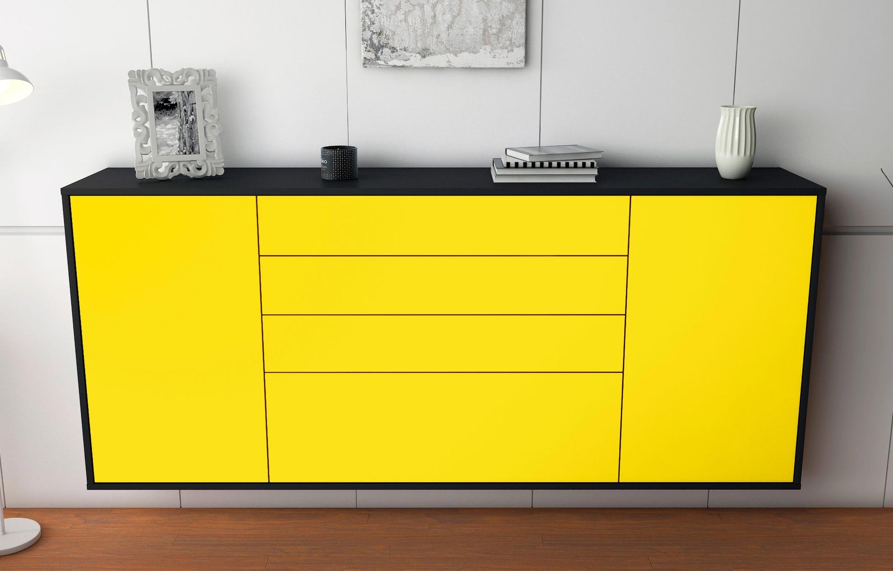 Sideboard Alexandria, Gelb, hängend (180x79x35cm)