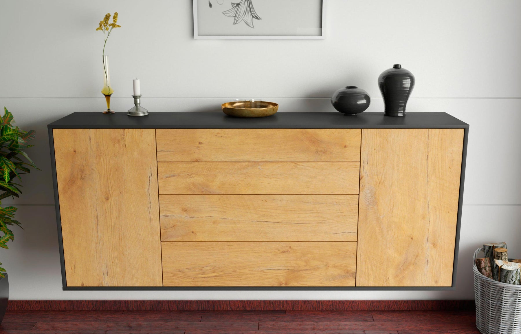 Sideboard Bridgeport, Eiche, hängend (180x79x35cm)