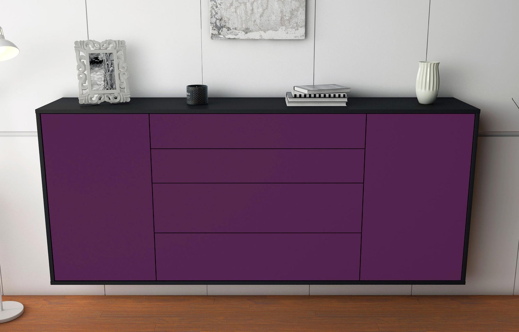 Sideboard Bridgeport, Lila, hängend (180x79x35cm)