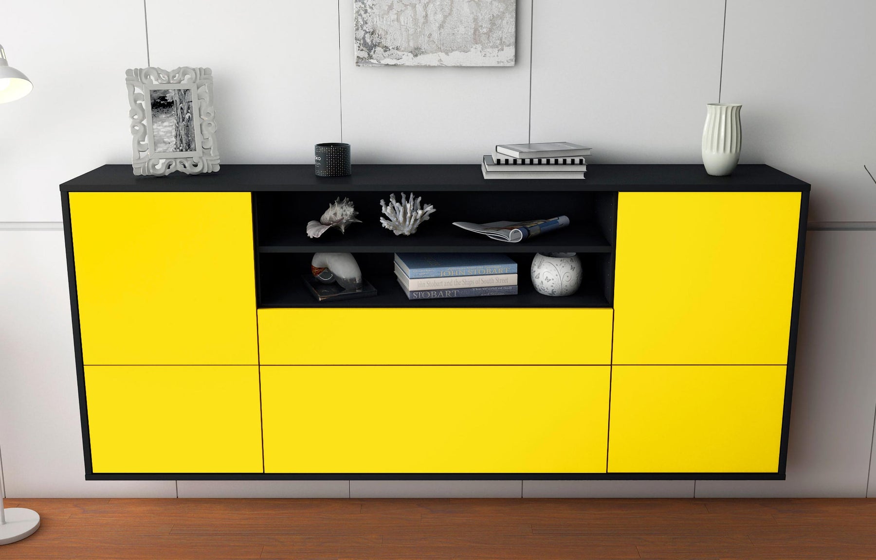 Sideboard Escondido, Gelb, hängend (180x79x35cm)