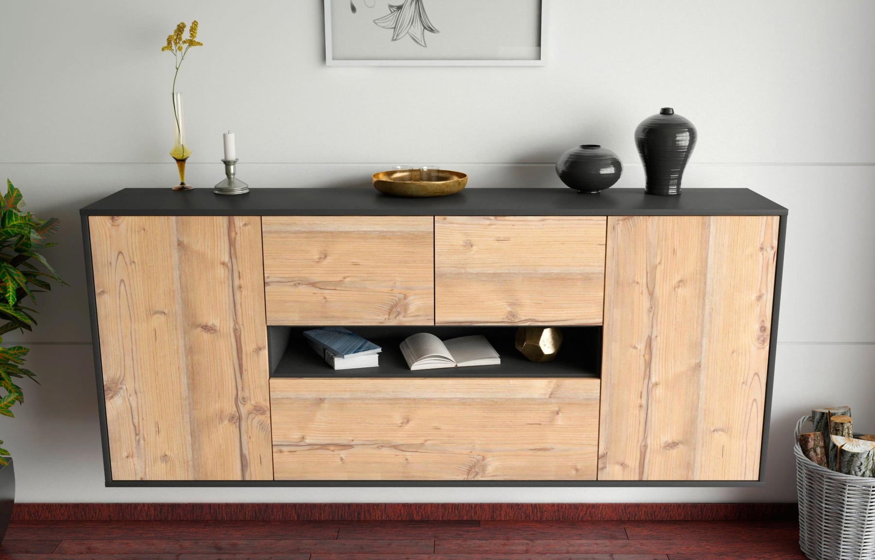 Sideboard Warren, Pinie, hängend (180x79x35cm)