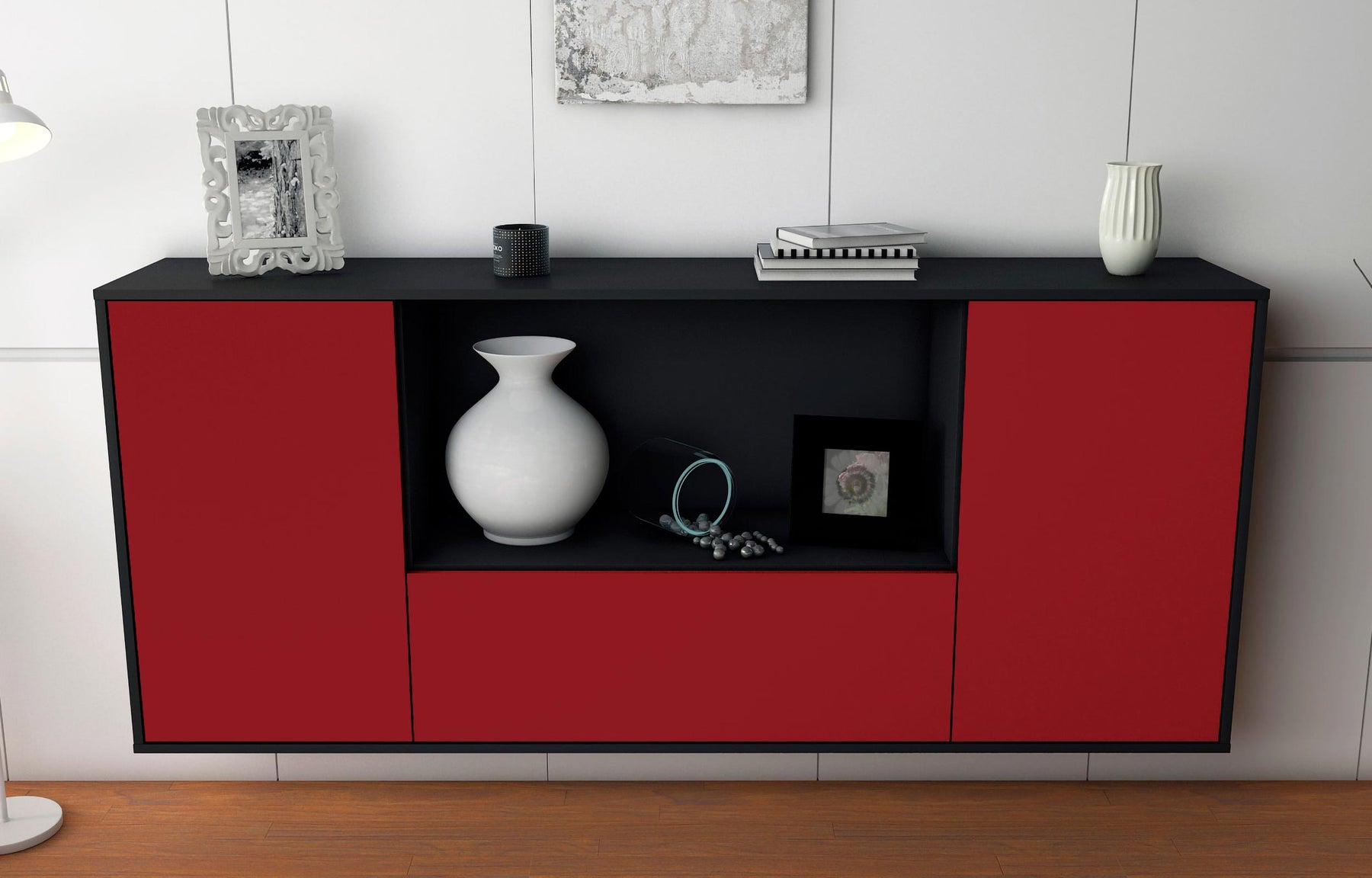 Sideboard Fort Collins, Bordeaux, hängend (180x79x35cm)