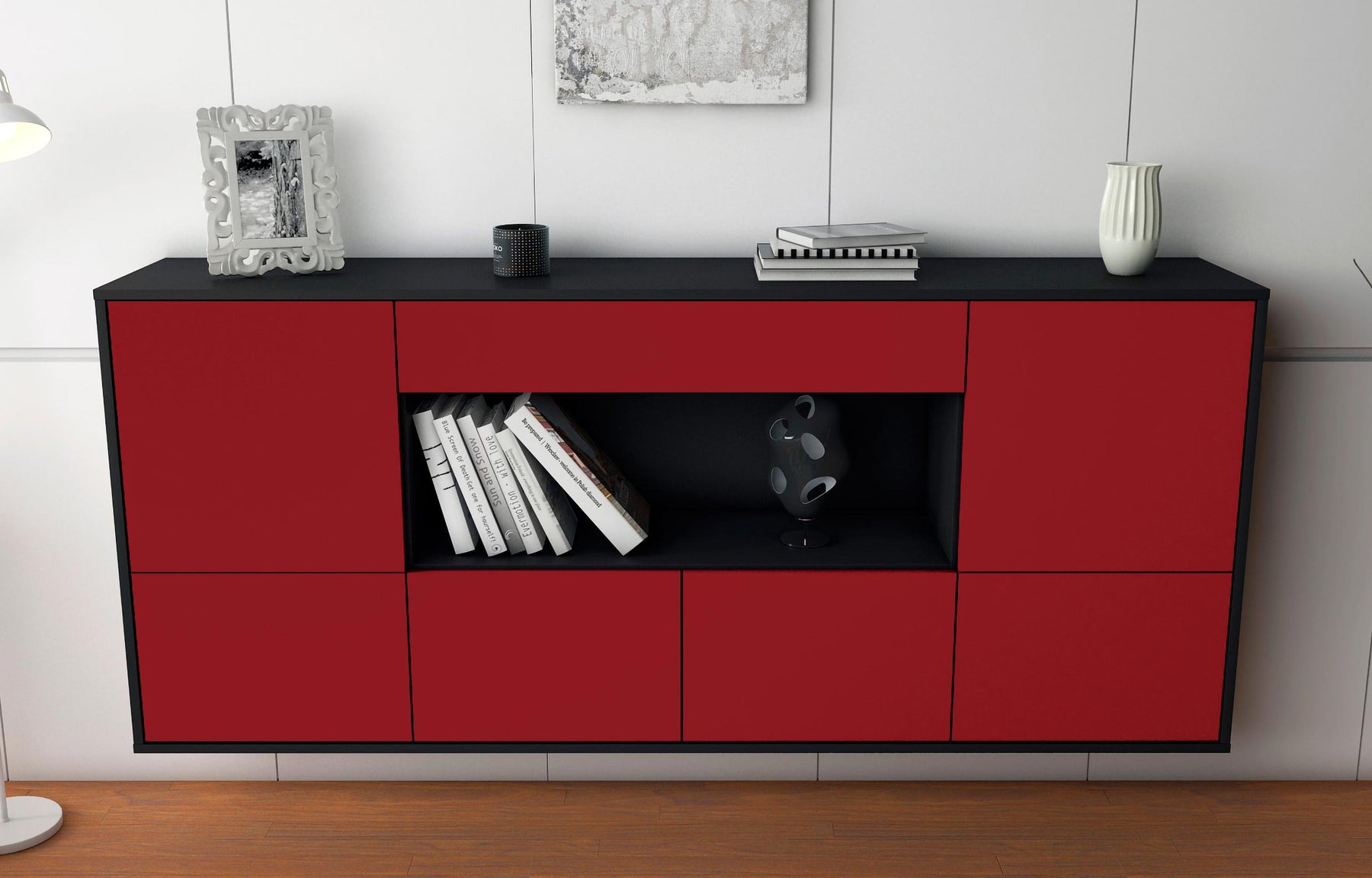 Sideboard Fullerton, Bordeaux, hängend (180x79x35cm)