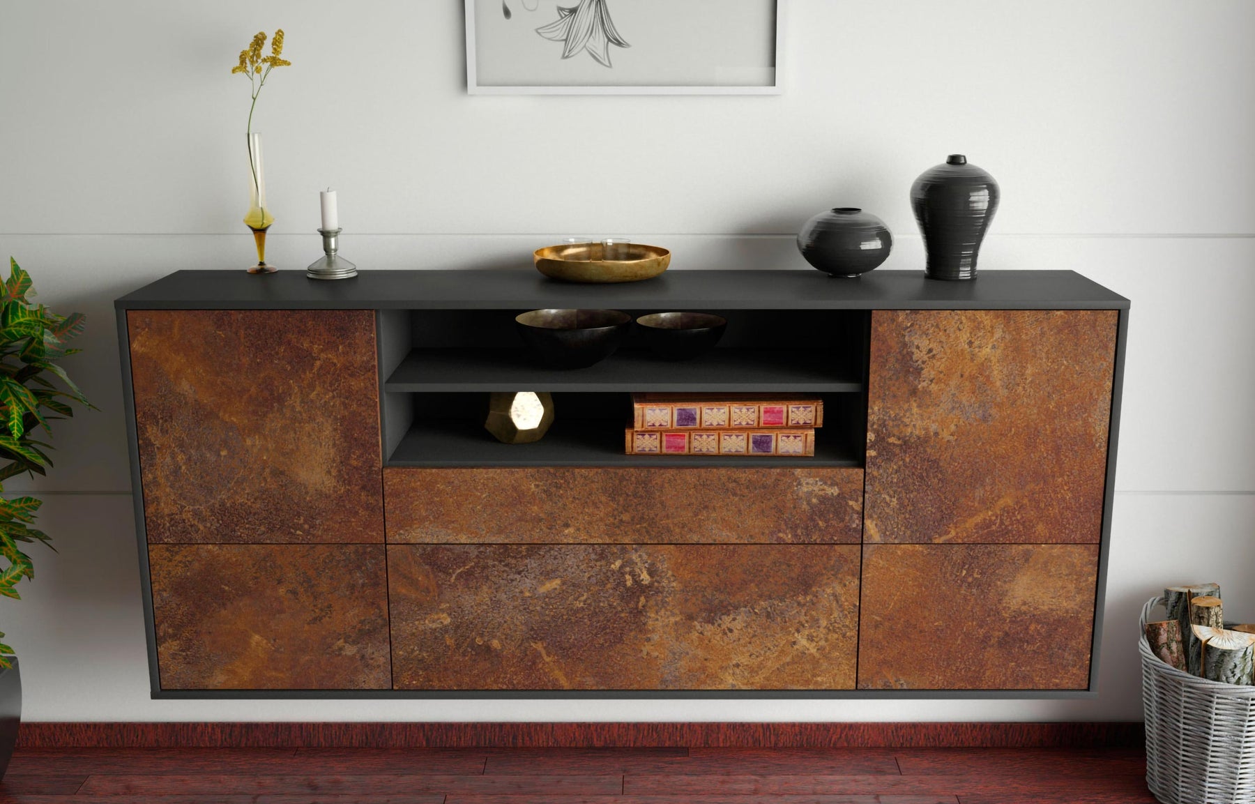 Sideboard Elk Grove, Rost, hängend (180x79x35cm)