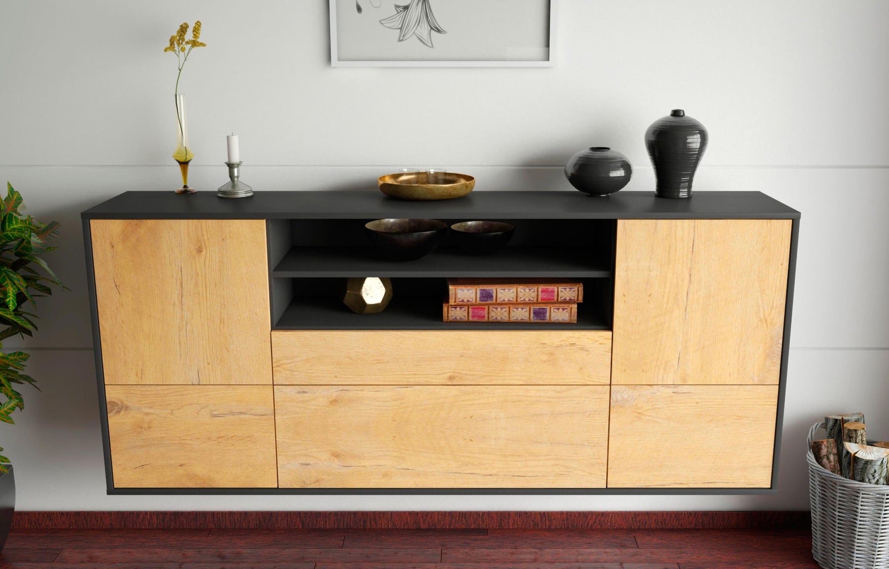 Sideboard Elk Grove, Eiche, hängend (180x79x35cm)