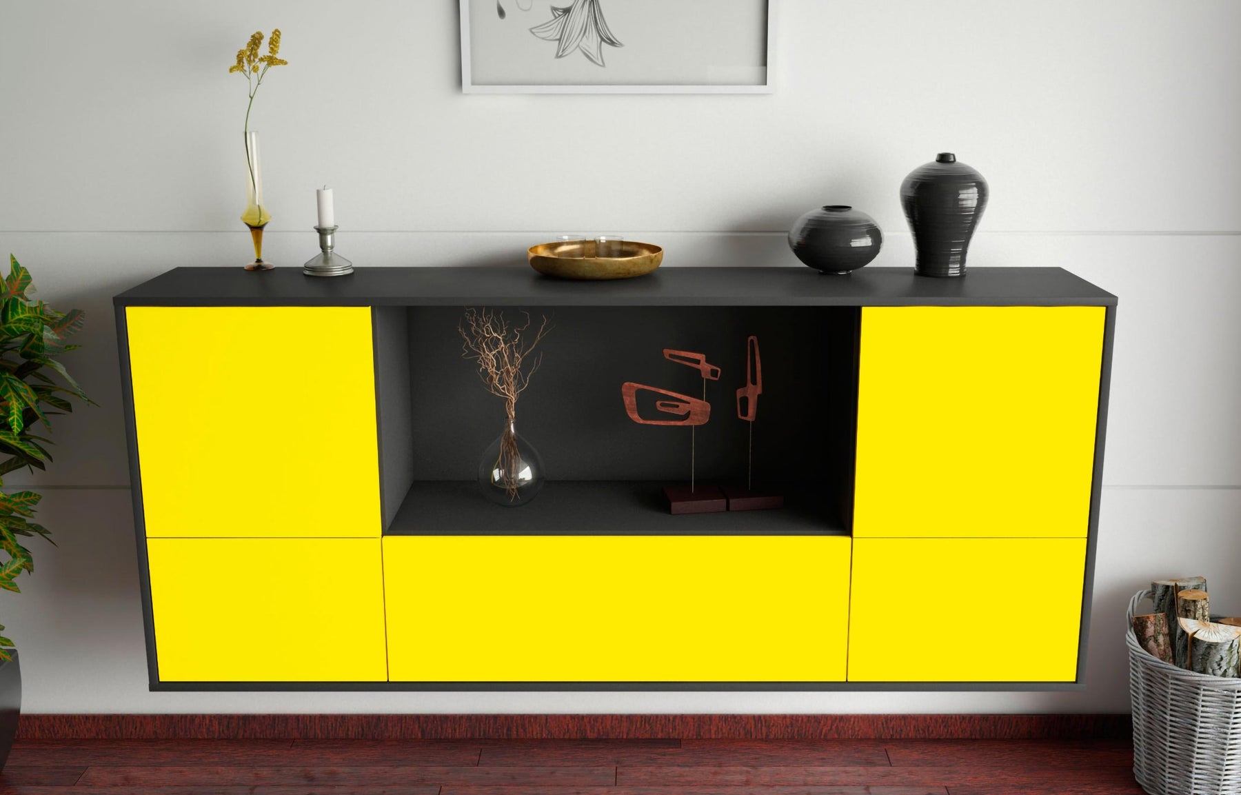 Sideboard Sunnyvale, Gelb, hängend (180x79x35cm)