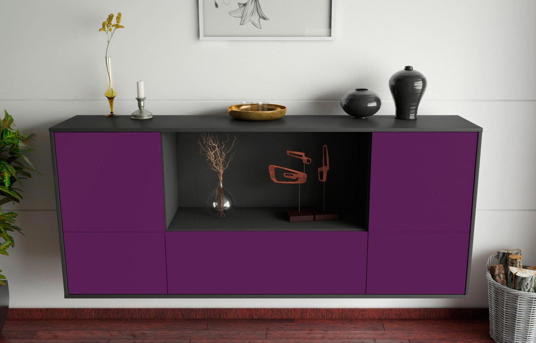 Sideboard Sunnyvale, Lila, hängend (180x79x35cm)