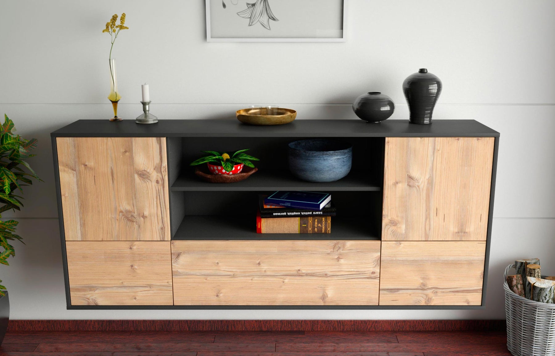 Sideboard Sterling Heights, Pinie, hängend (180x79x35cm)