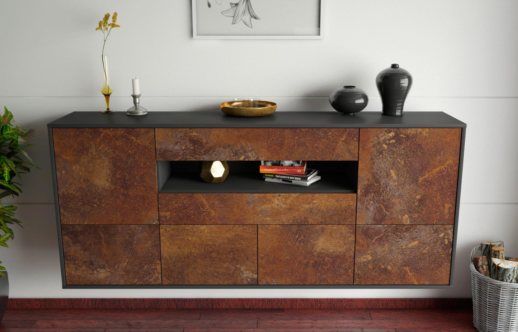 Sideboard McAllen, Rost, hängend (180x79x35cm)