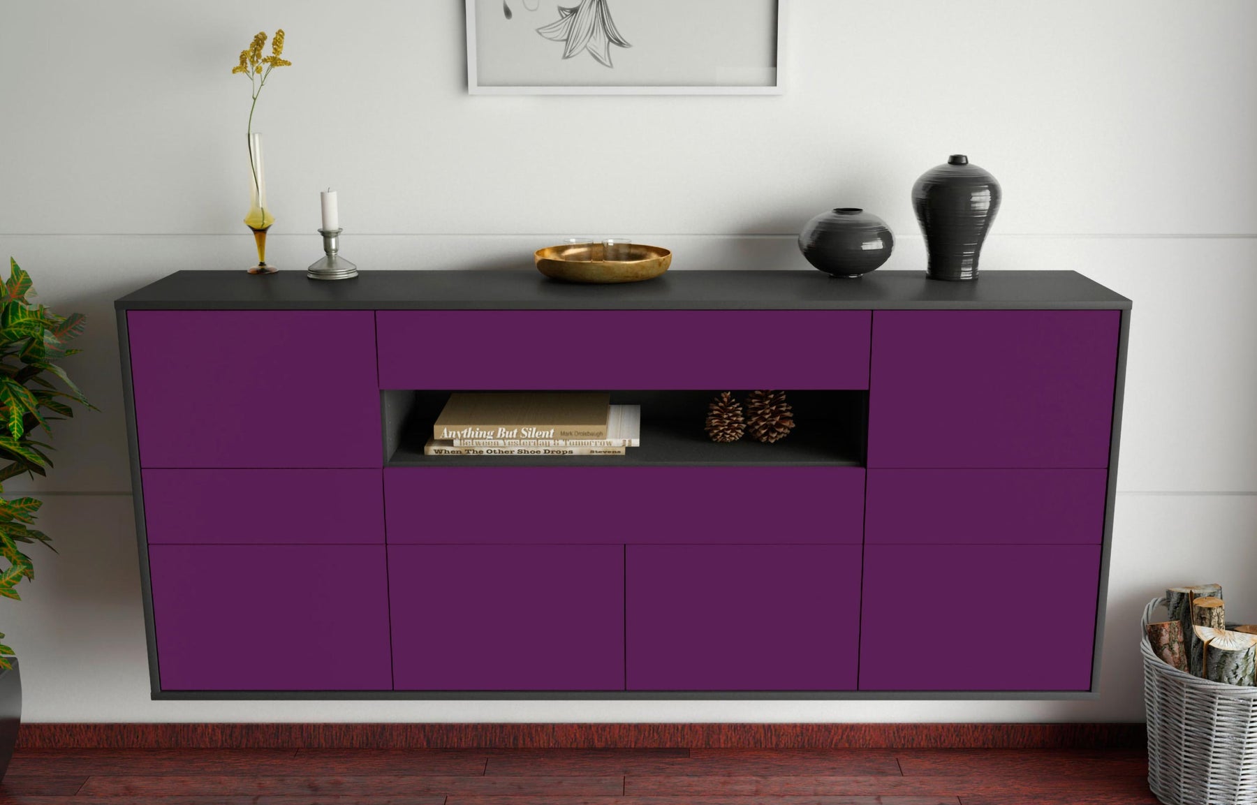 Sideboard Coral Springs, Lila, hängend (180x79x35cm)