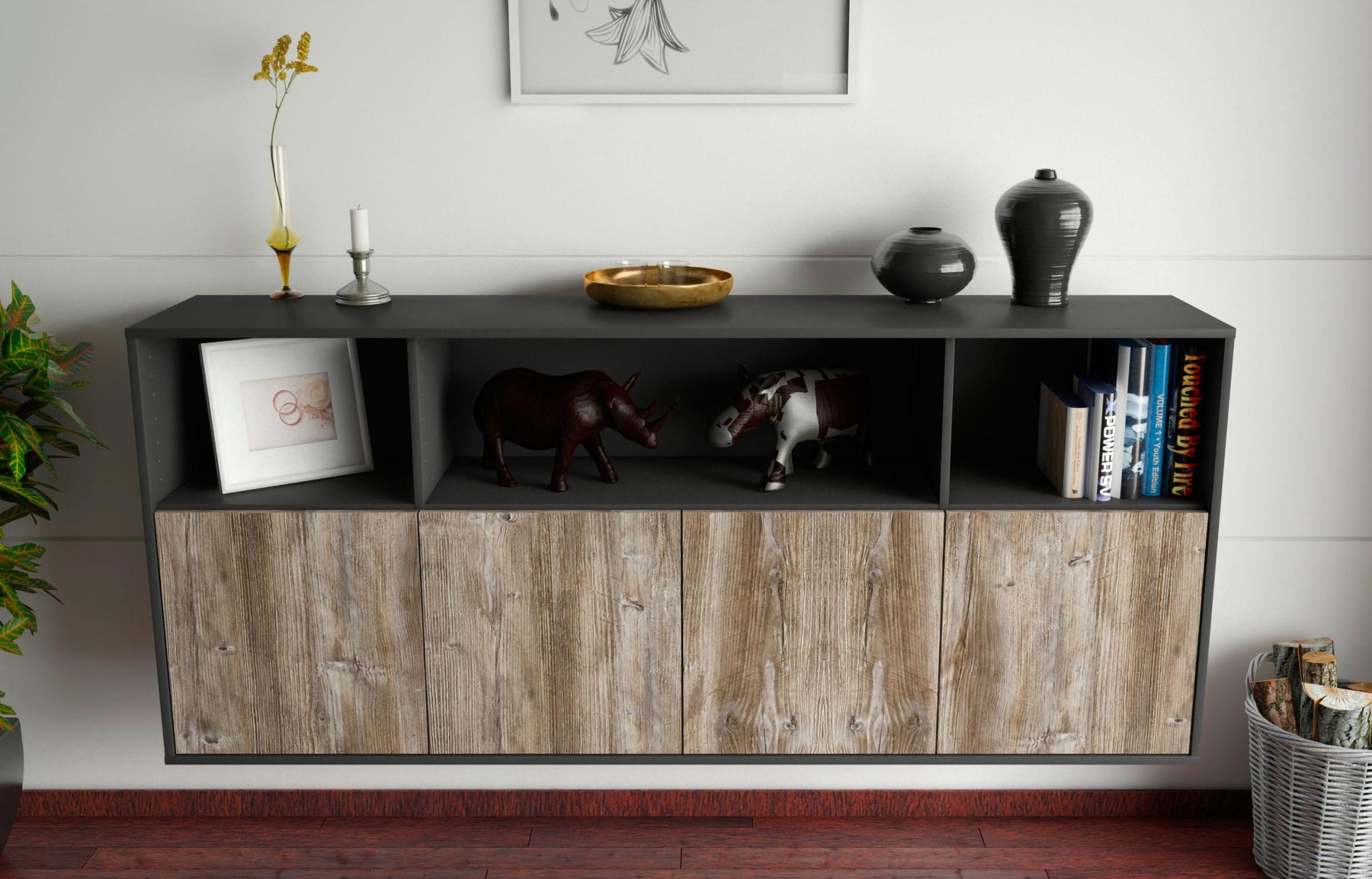 Sideboard Columbia, Treibholz, hängend (180x79x35cm)