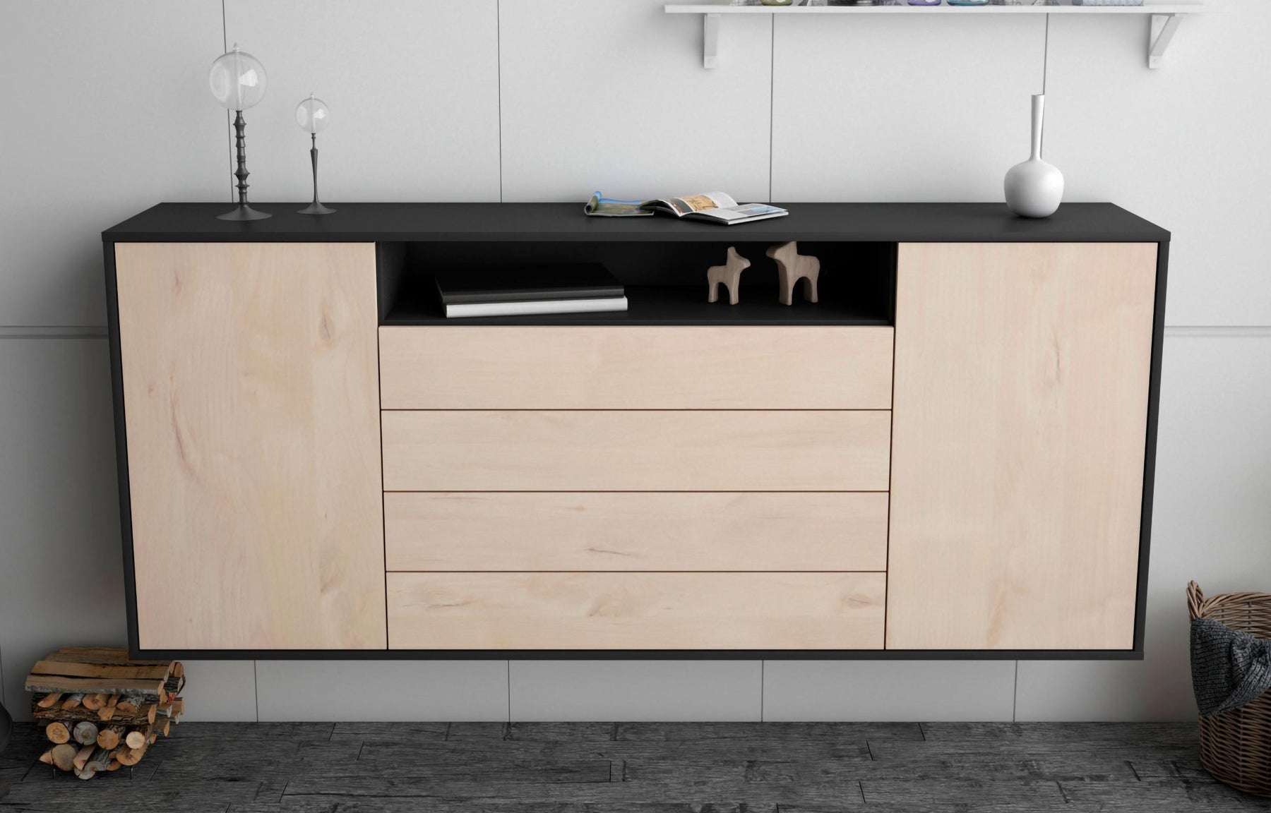 Sideboard New Haven, Zeder, hängend (180x79x35cm)