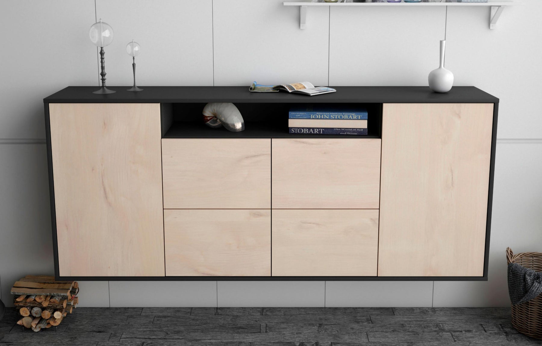 Sideboard Carrollton, Zeder, hängend (180x79x35cm)