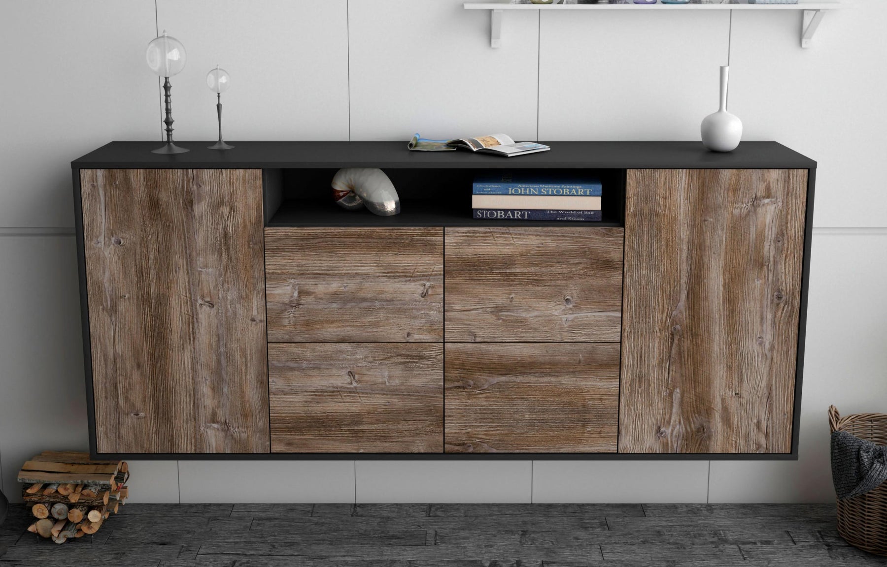 Sideboard Carrollton, Treibholz, hängend (180x79x35cm)