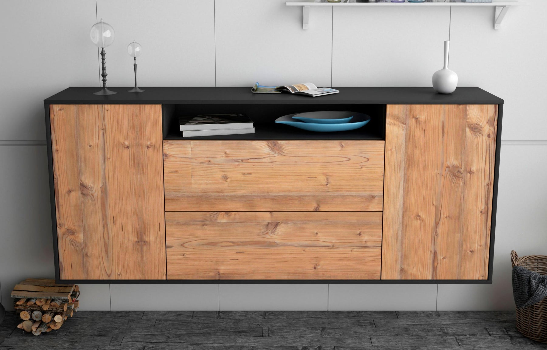 Sideboard Thousand Oaks, Pinie, hängend (180x79x35cm)