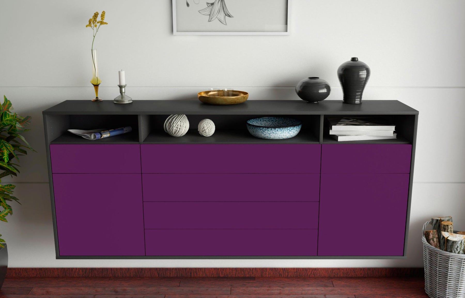 Sideboard Bellevue, Lila, hängend (180x79x35cm)