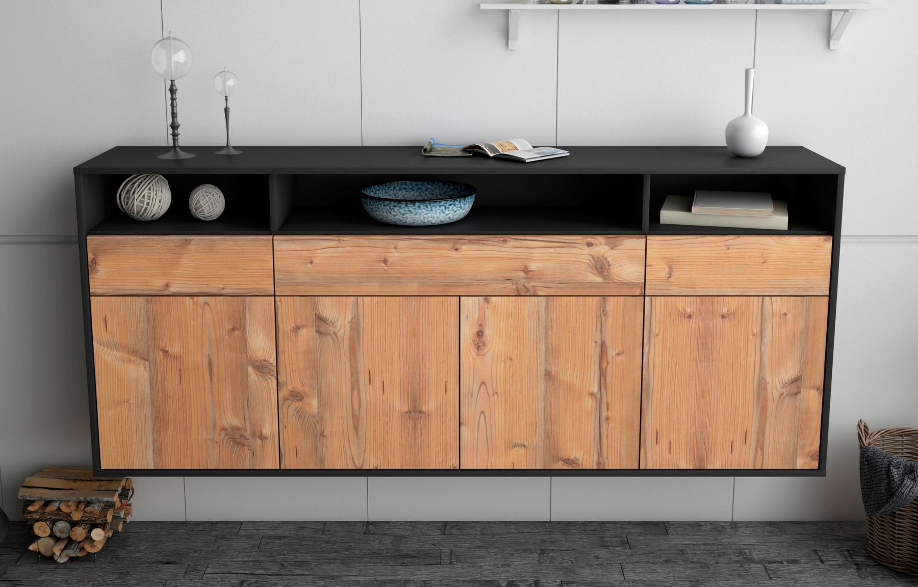 Sideboard Simi Valley, Pinie, hängend (180x79x35cm)