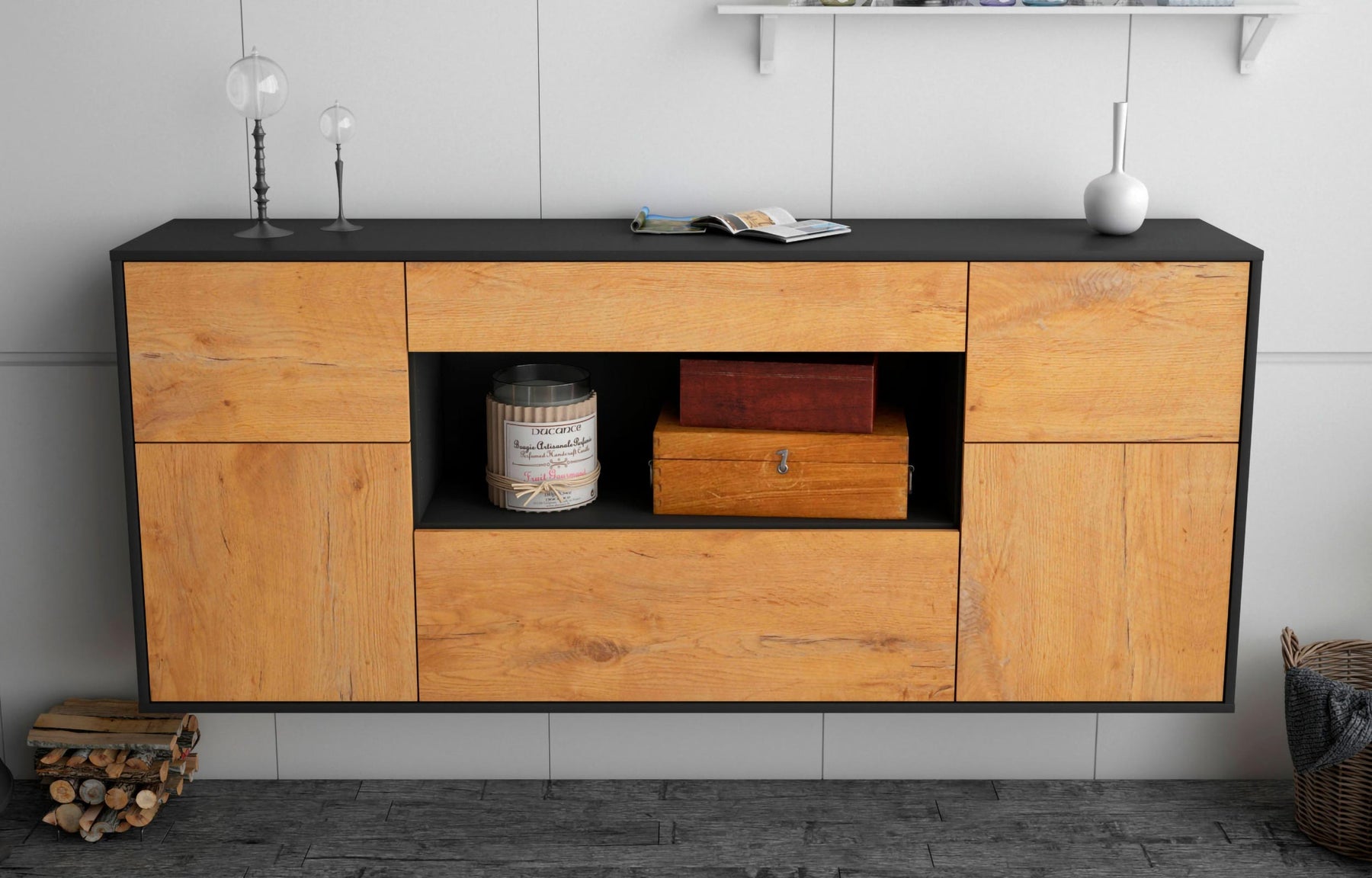 Sideboard Visalia, Eiche, hängend (180x79x35cm)