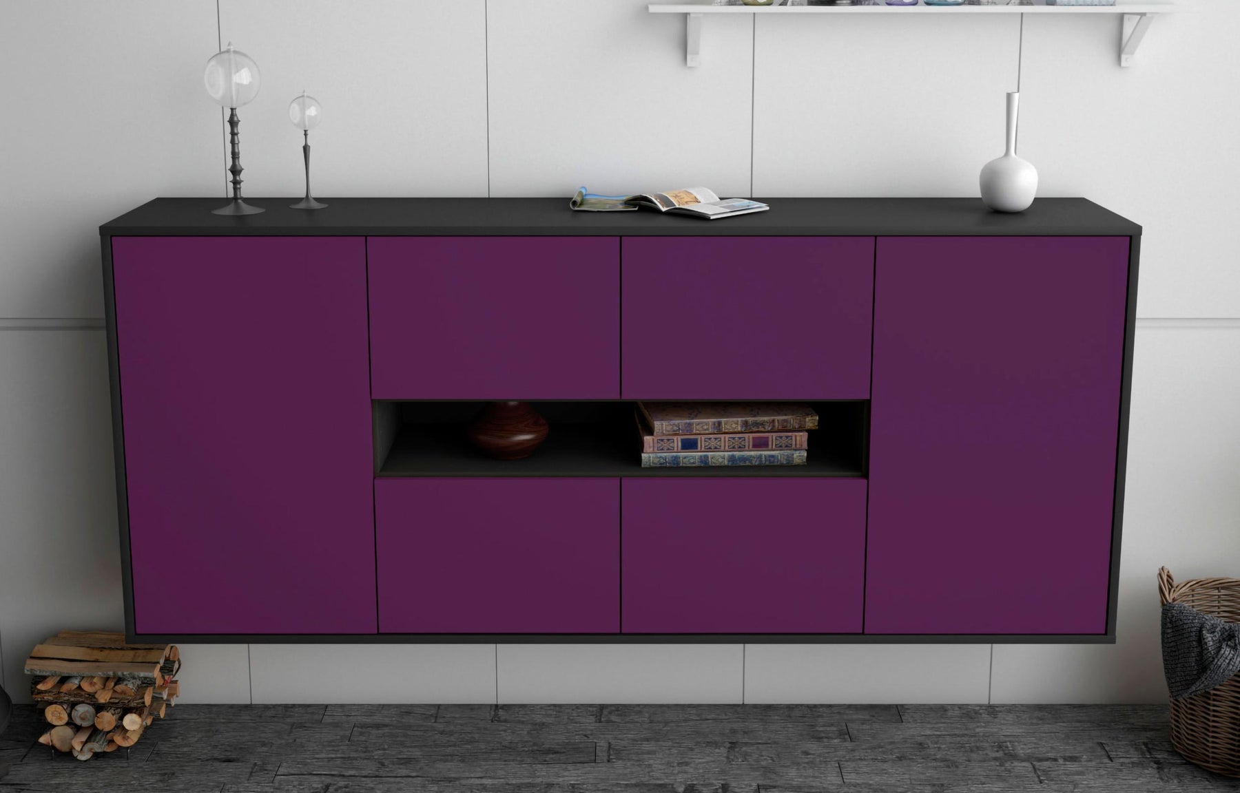 Sideboard Stamford, Lila, hängend (180x79x35cm)