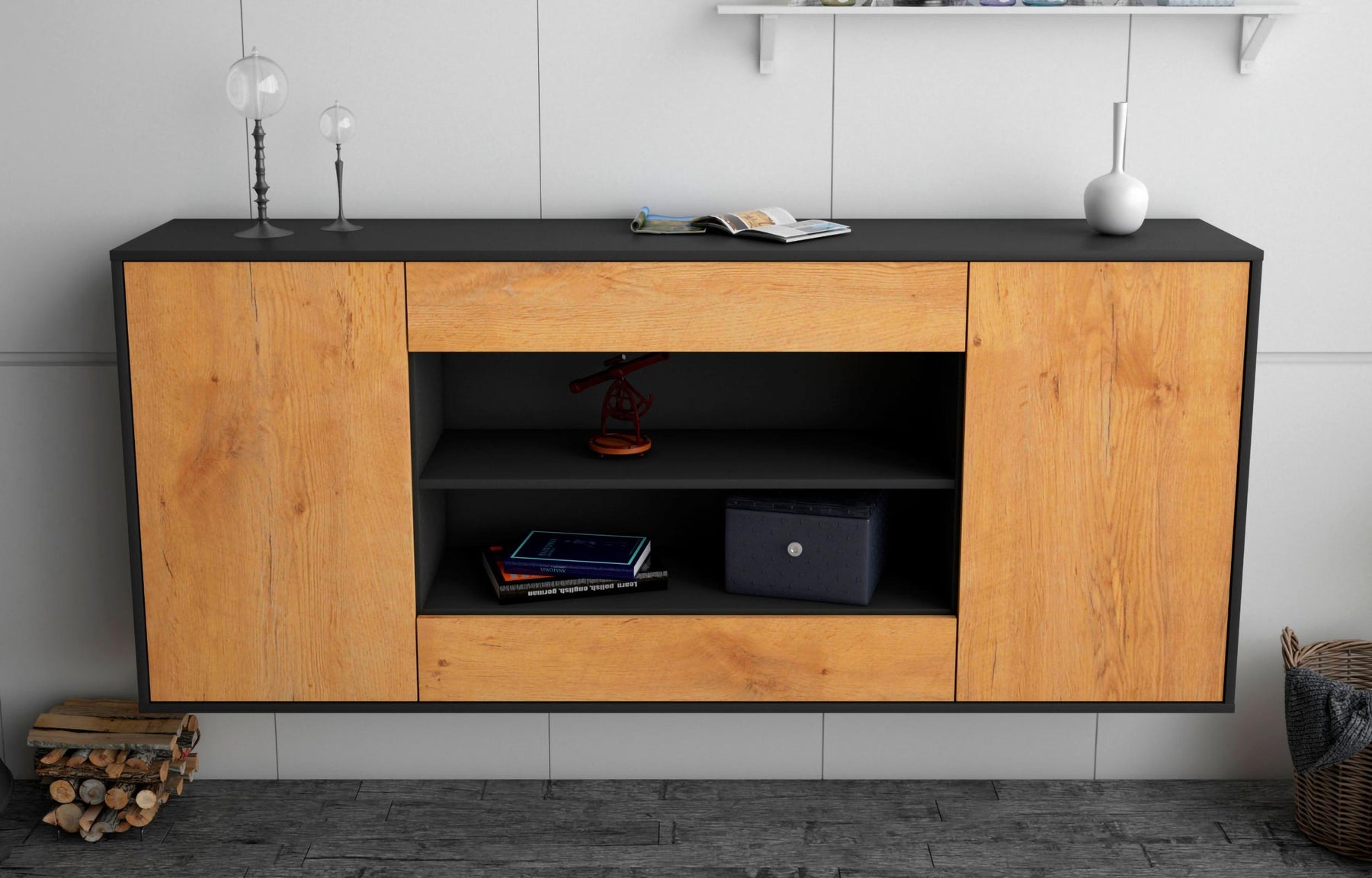 Sideboard Olathe, Eiche, hängend (180x79x35cm)