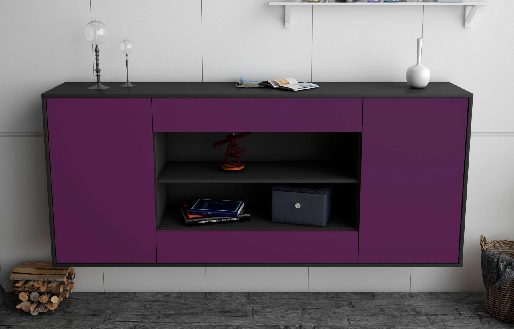 Sideboard Olathe, Lila, hängend (180x79x35cm)