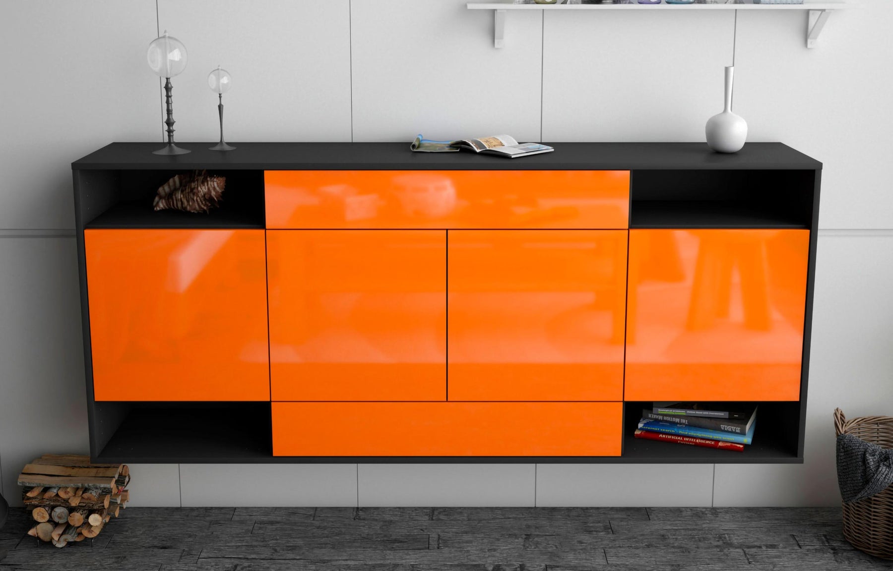 Sideboard Evansville, Orange, hängend (180x79x35cm)