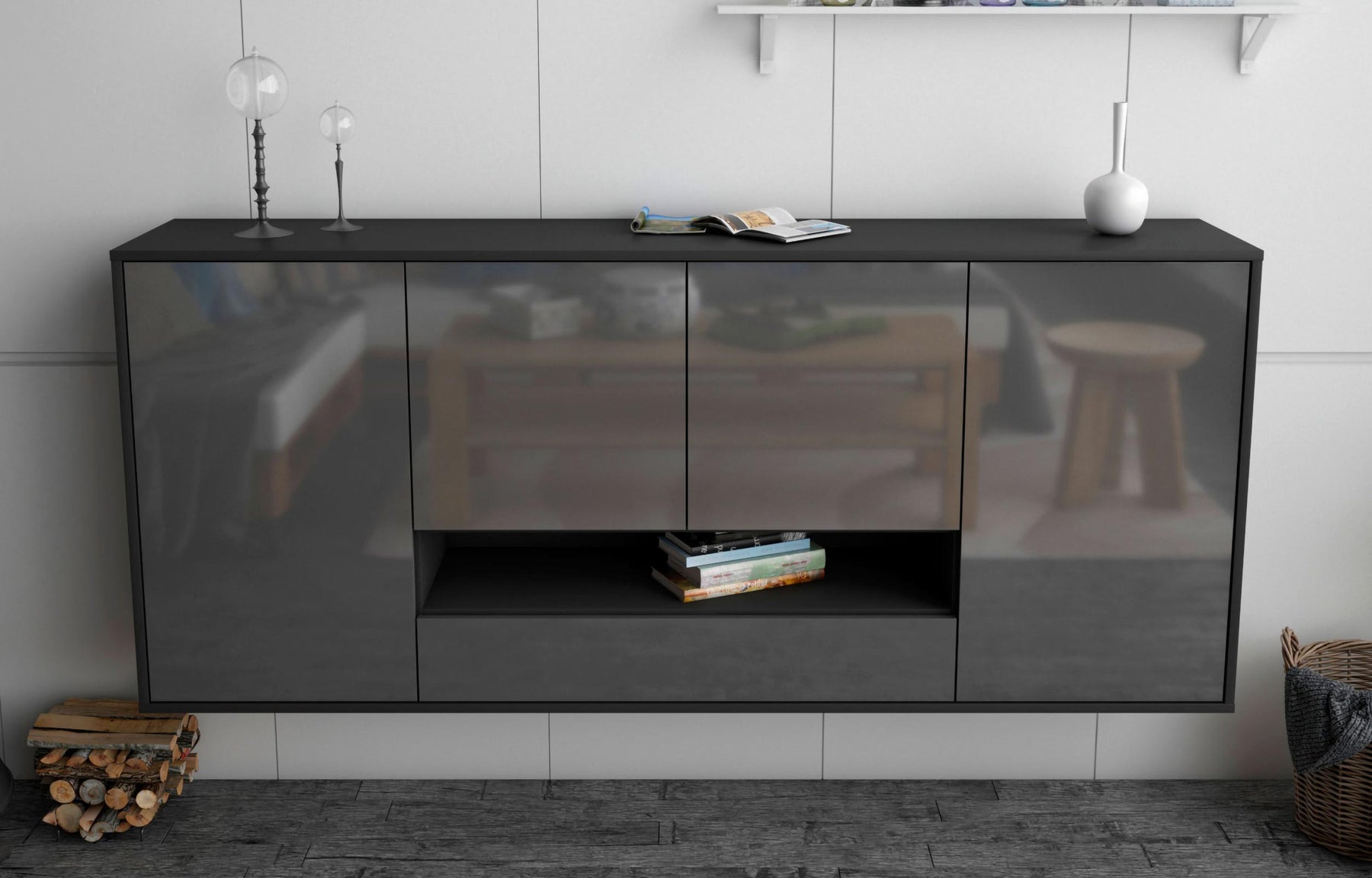 Sideboard Abilene, Grau, hängend (180x79x35cm)