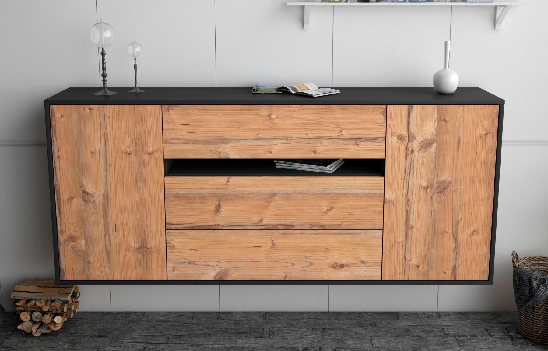 Sideboard McKinney, Pinie, hängend (180x79x35cm)