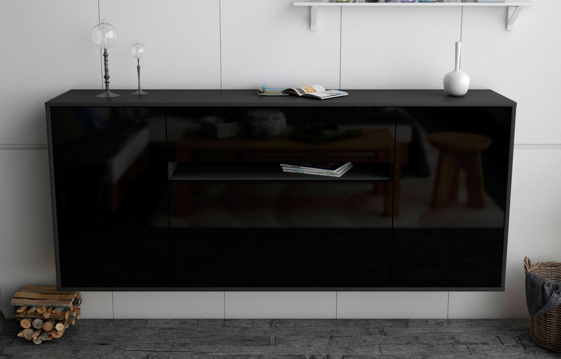 Sideboard McKinney, Schwarz, hängend (180x79x35cm)