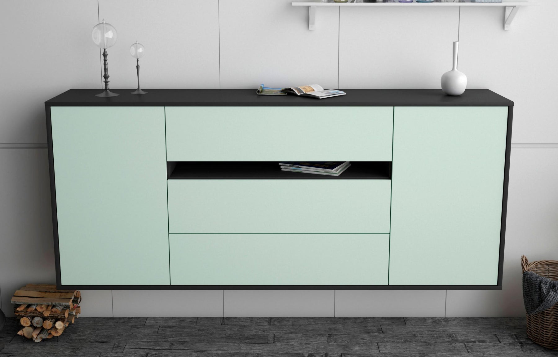 Sideboard McKinney, Mint, hängend (180x79x35cm)