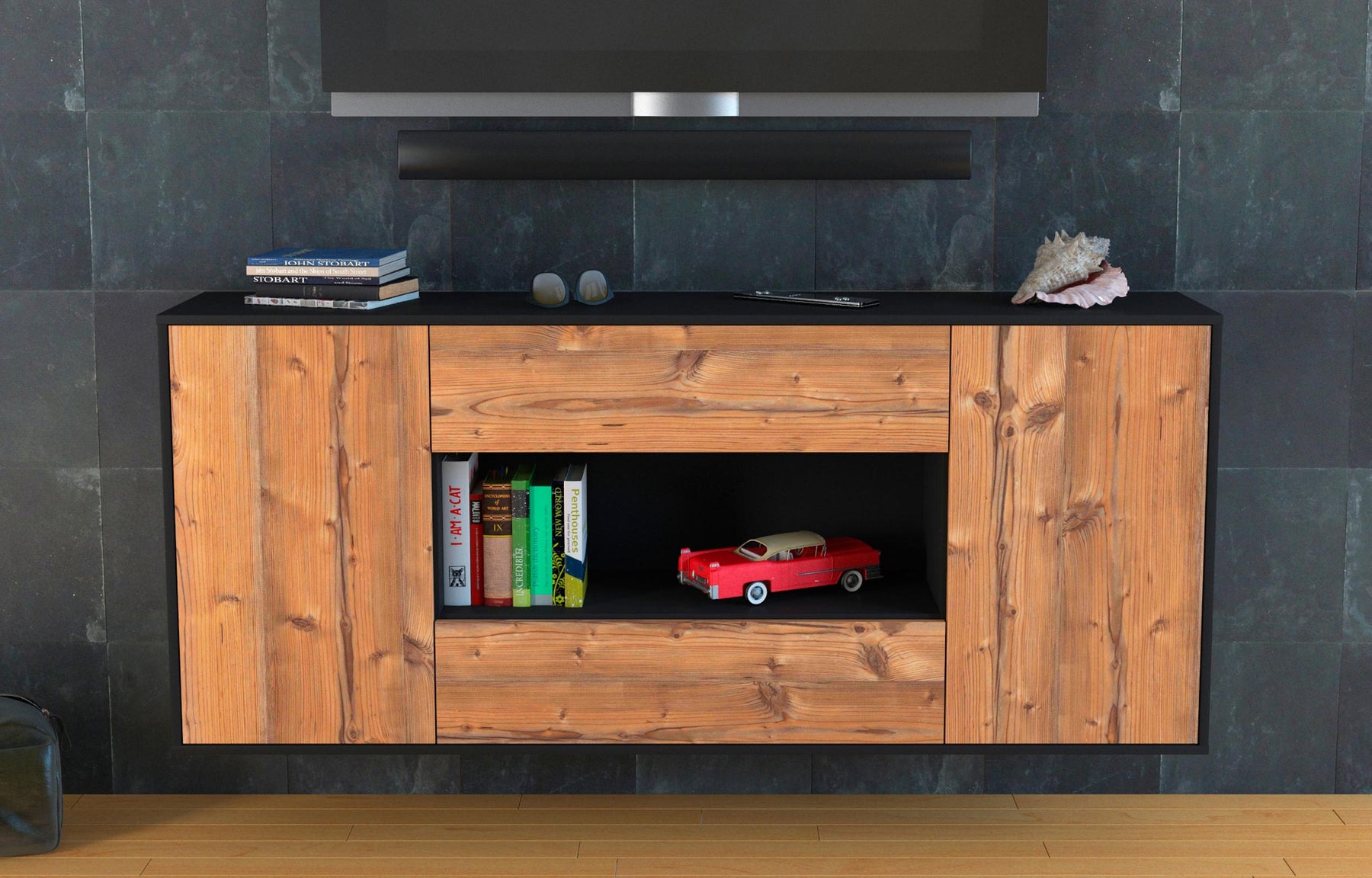 Sideboard Denton, Pinie, hängend (180x79x35cm)