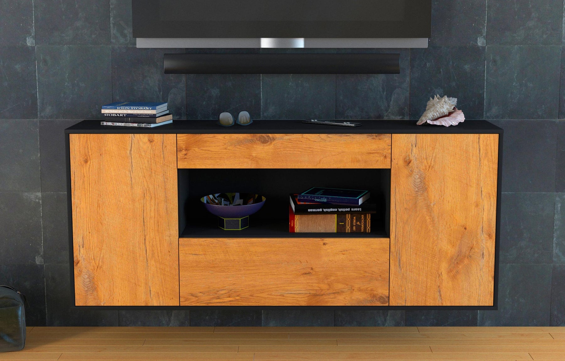 Sideboard Ann Arbor, Eiche, hängend (180x79x35cm)