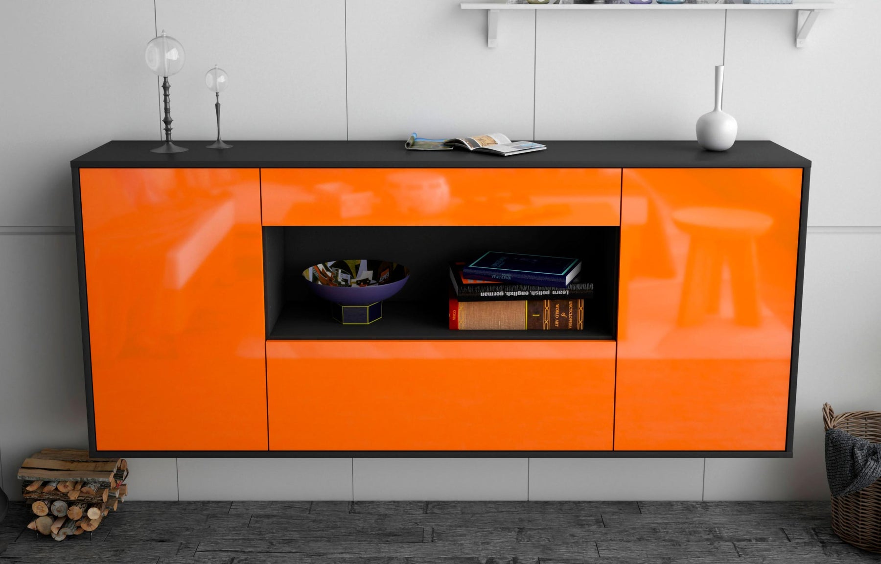 Sideboard Ann Arbor, Orange, hängend (180x79x35cm)