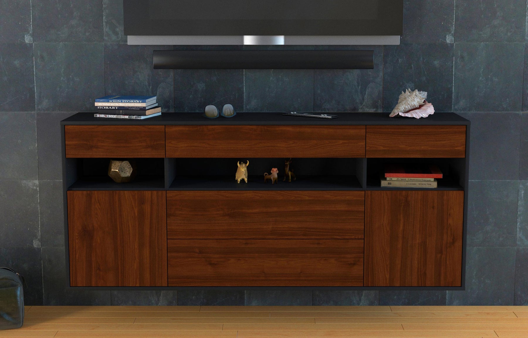 Sideboard Inglewood, Walnuss, hängend (180x79x35cm)