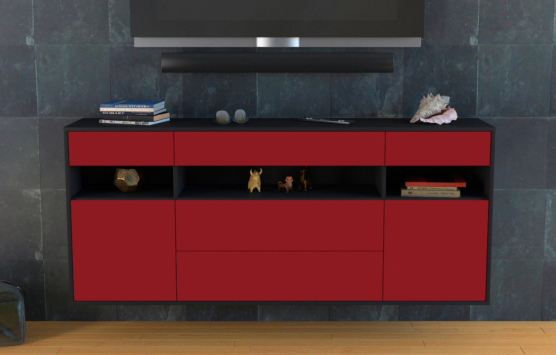 Sideboard Inglewood, Bordeaux, hängend (180x79x35cm)