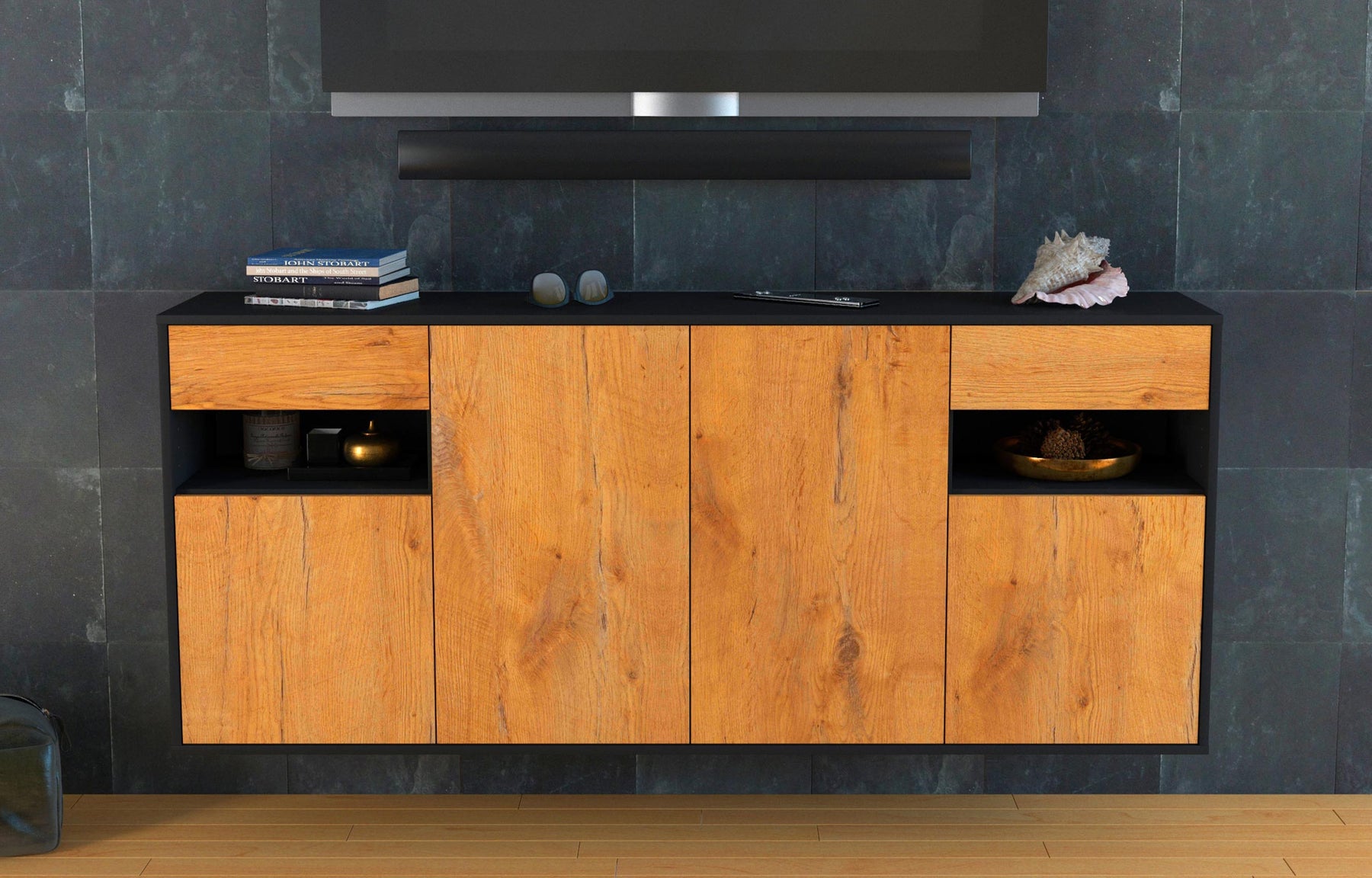 Sideboard Killeen, Eiche, hängend (180x79x35cm)