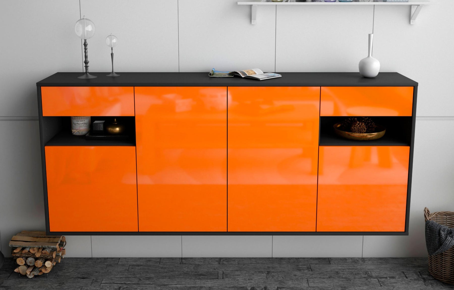 Sideboard Killeen, Orange, hängend (180x79x35cm)