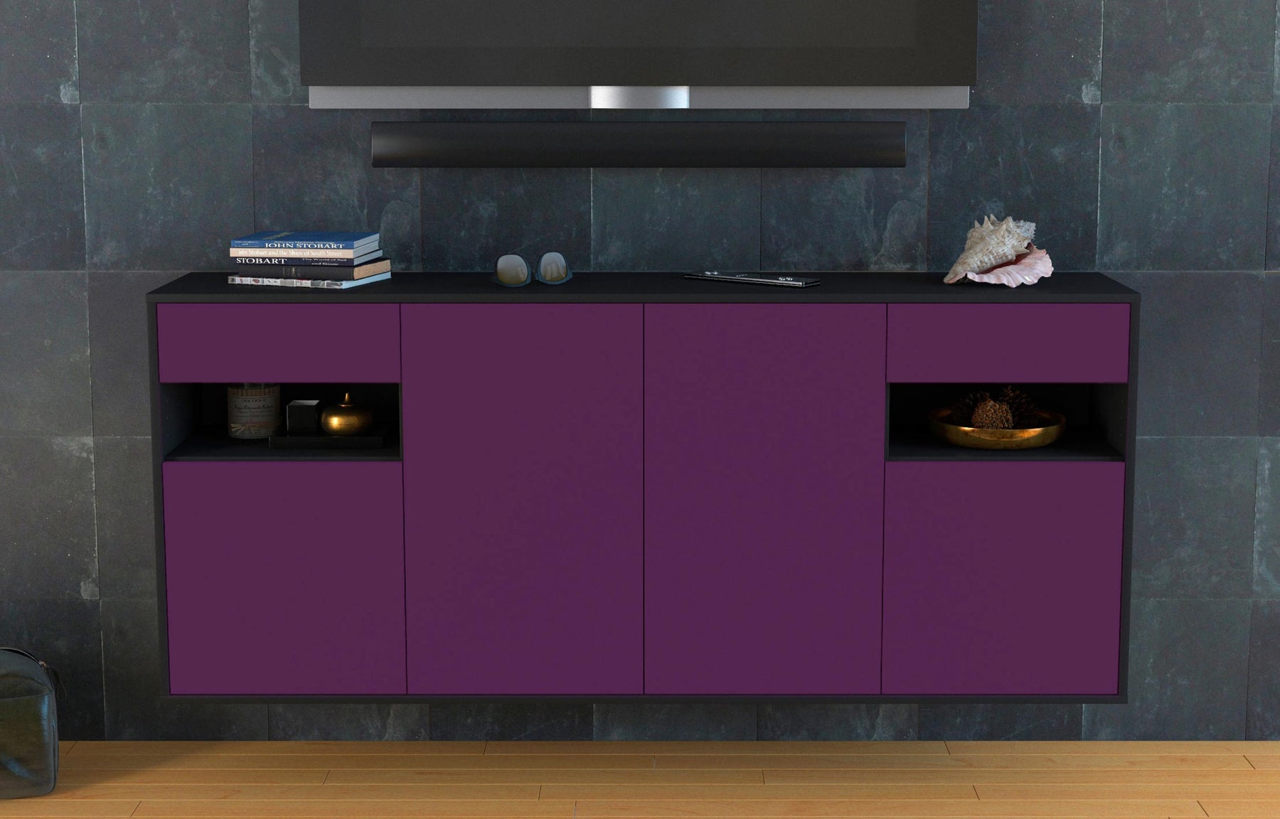 Sideboard Killeen, Lila, hängend (180x79x35cm)