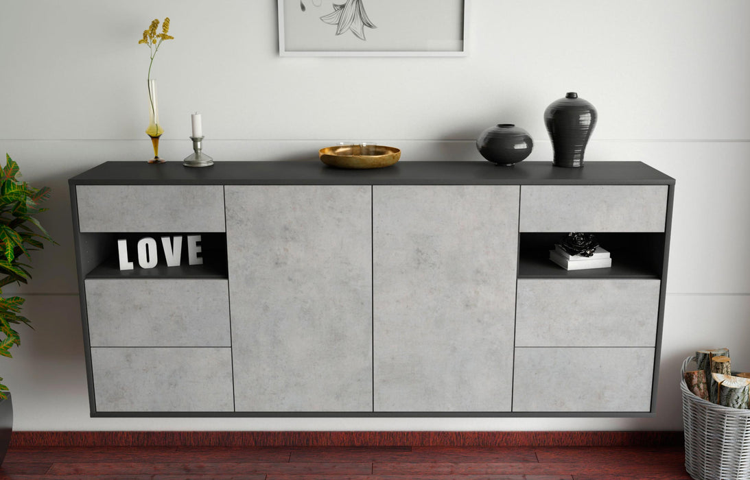 Sideboard Thornton, Beton, hängend (180x79x35cm)